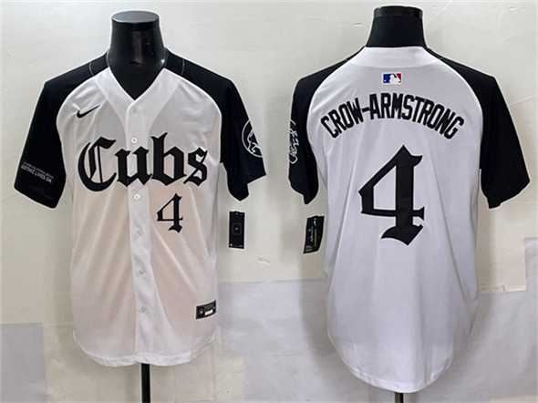 Men%27s Chicago Cubs #4 Pete Crow-Armstrong White Black %27Gothic North Side Edition%27 Vapor Premier Limited Stitched Baseball Jersey->chicago cubs->MLB Jersey