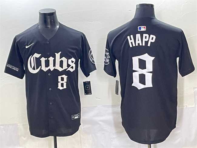 Men%27s Chicago Cubs #8 Ian Happ Black %27Gothic North Side Edition%27 Vapor Premier Limited Stitched Baseball Jersey->chicago cubs->MLB Jersey