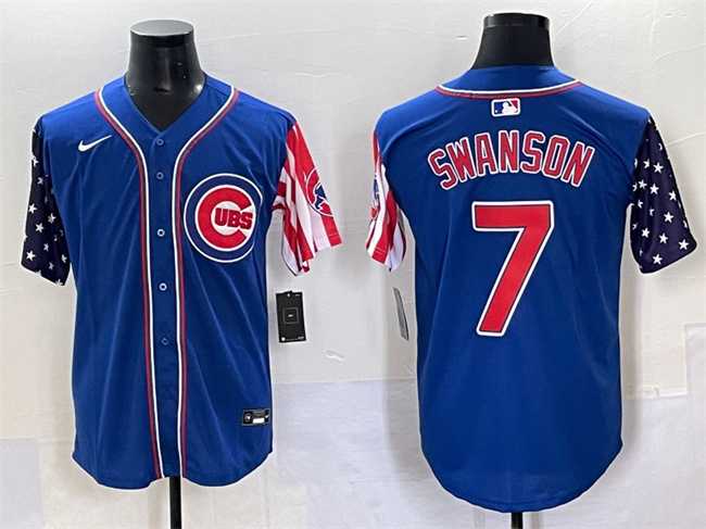 Men%27s Chicago Cubs #7 Dansby Swanson Royal 2025 Independence Day Vapor Premier Limited Stitched Baseball Jersey->chicago cubs->MLB Jersey