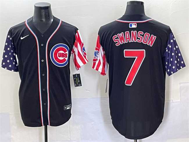 Men%27s Chicago Cubs #7 Dansby Swanson Black 2025 Independence Day Vapor Premier Limited Stitched Baseball Jersey->chicago cubs->MLB Jersey