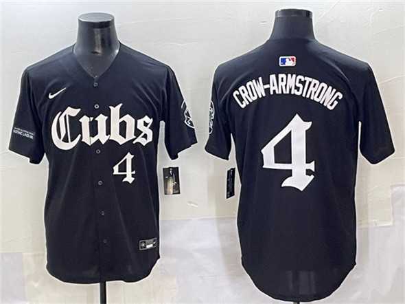 Men%27s Chicago Cubs #4 Pete Crow-Armstrong Black %27Gothic North Side Edition%27 Vapor Premier Limited Stitched Baseball Jersey->boston red sox->MLB Jersey