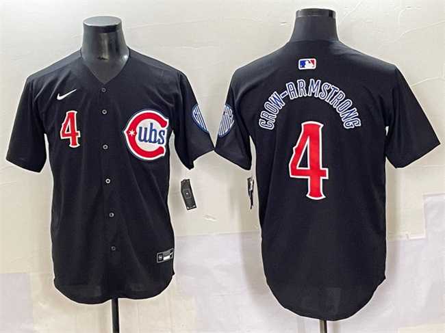 Men%27s Chicago Cubs #4 Pete Crow-Armstrong Black Limited Stitched Baseball Jersey->chicago cubs->MLB Jersey