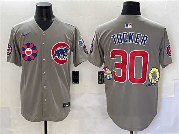 Men%27s Chicago Cubs #30 Kyle Tucker Gray 2025 Tokyo Series Limited Stitched Baseball Jersey Dzhi->chicago cubs->MLB Jersey