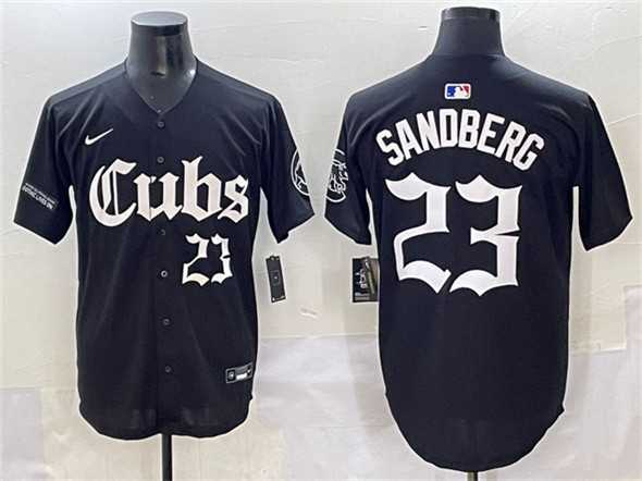 Men%27s Chicago Cubs #23 Ryne Sandberg Black %27Gothic North Side Edition%27 Vapor Premier Limited Stitched Baseball Jersey->chicago cubs->MLB Jersey