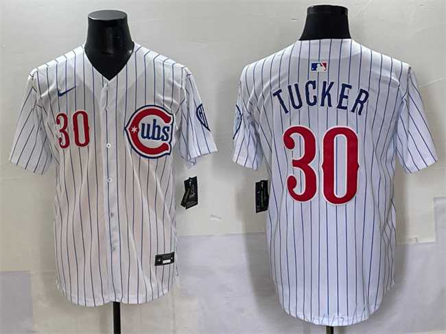 Men%27s Chicago Cubs #30 Kyle Tucker White Pinstripe 2nd Alternate Limited Stitched Baseball Jersey->chicago cubs->MLB Jersey