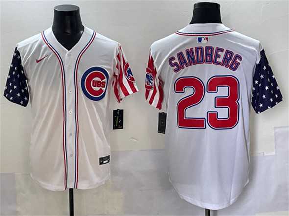 Men%27s Chicago Cubs #23 Ryne Sandberg White 2025 Independence Day Vapor Premier Limited Stitched Baseball Jersey->chicago cubs->MLB Jersey