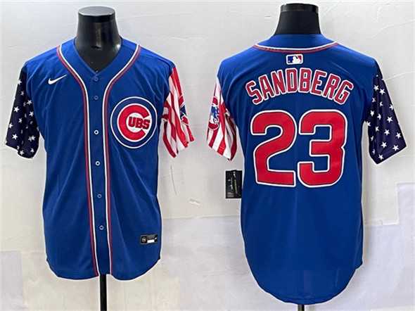 Men%27s Chicago Cubs #23 Ryne Sandberg Royal 2025 Independence Day Vapor Premier Limited Stitched Baseball Jersey->chicago cubs->MLB Jersey