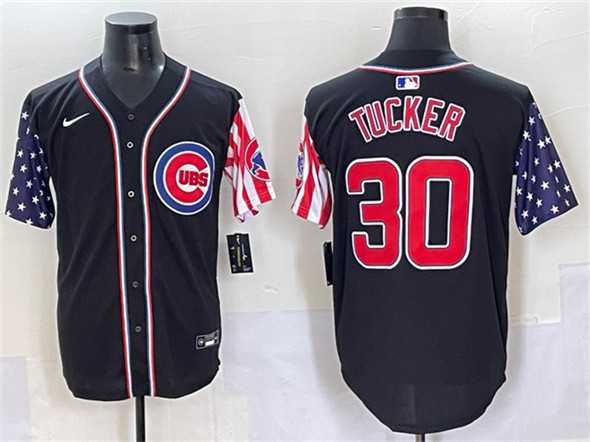 Men%27s Chicago Cubs #30 Kyle Tucker Black 2025 Independence Day Vapor Premier Limited Stitched Baseball Jersey->chicago cubs->MLB Jersey