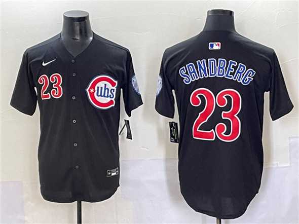 Men%27s Chicago Cubs #23 Ryne Sandberg Black Limited Stitched Baseball Jersey->chicago cubs->MLB Jersey