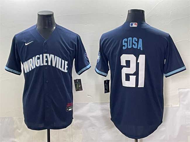 Men%27s Chicago Cubs #21 Sammy Sosa Navy City Connect Stitched Baseball Jersey->chicago cubs->MLB Jersey