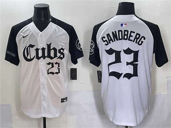 Men%27s Chicago Cubs #23 Ryne Sandberg White Black %27Gothic North Side Edition%27 Vapor Premier Limited Stitched Baseball Jersey->chicago cubs->MLB Jersey