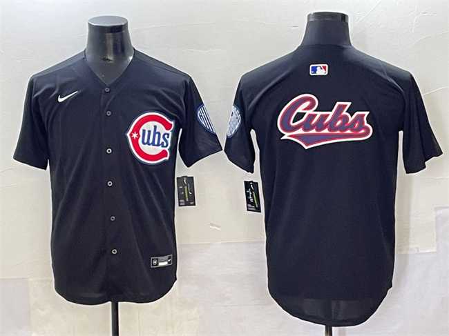 Men%27s Chicago Cubs Team Big Logo Black Limited Stitched Baseball Jersey->chicago cubs->MLB Jersey