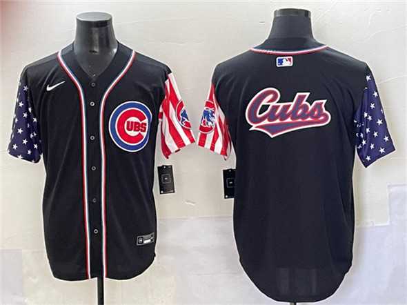 Men%27s Chicago Cubs Team Big Logo Black 2025 Independence Day Vapor Premier Limited Stitched Baseball Jersey->chicago cubs->MLB Jersey