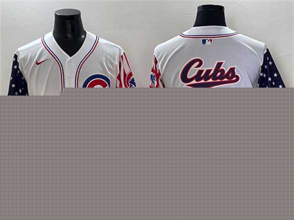 Men%27s Chicago Cubs Team Big Logo White 2025 Independence Day Vapor Premier Limited Stitched Baseball Jersey->chicago cubs->MLB Jersey