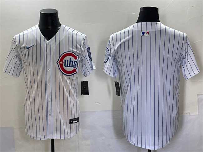 Men%27s Chicago Cubs Blank White Pinstripe 2nd Alternate Limited Stitched Baseball Jersey->chicago cubs->MLB Jersey