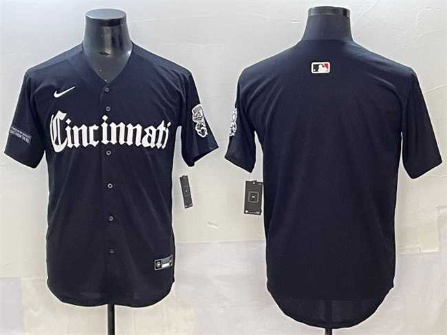Men%27s Cincinnati Reds Blank Black %27Gothic Queen City Edition%27 Vapor Premier Limited Stitched Baseball Jersey->cleveland guardians->MLB Jersey