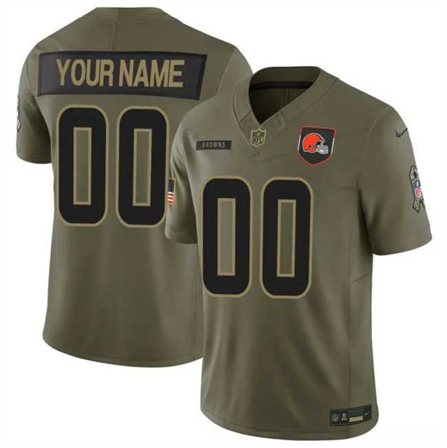 Mens Cleveland Browns Active Player Custom Olive 2025 F.U.S.E. Salute to Service Limited Stitched Football Jersey->customized nfl jersey->Custom Jersey