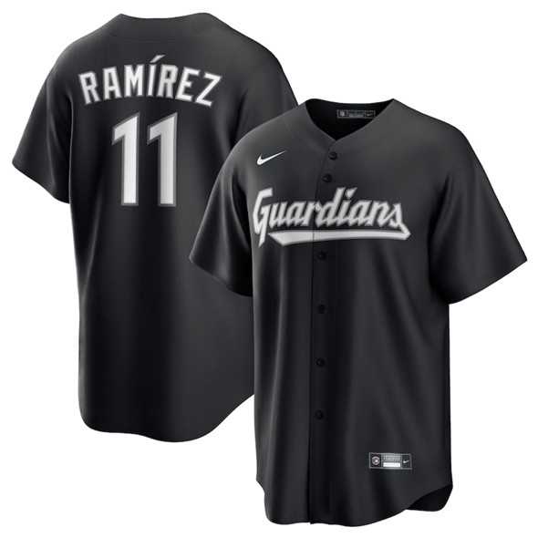 Mens Cleveland Guardians #11 Jose Ramirez Black Lights Out Limited Stitched Baseball Jersey Dzhi->cleveland guardians->MLB Jersey
