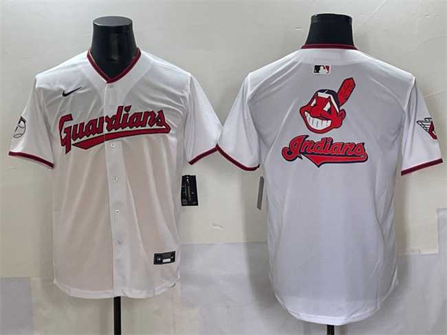 Mens Cleveland Guardians Team Big Logo White Home Limited Stitched Baseball Jersey->cleveland guardians->MLB Jersey