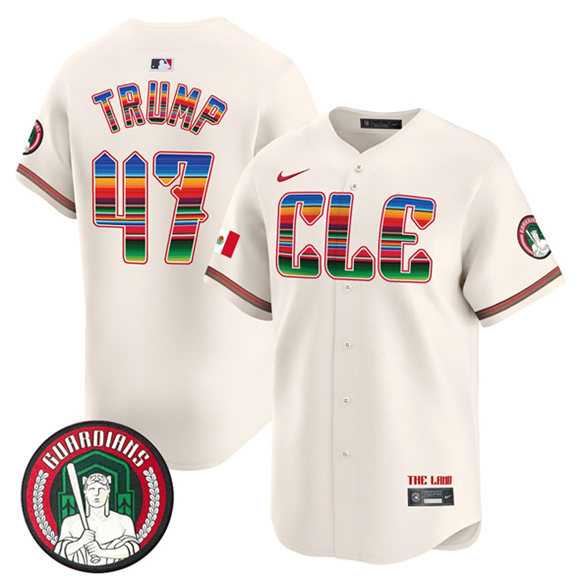 Mens Cleveland Guardians #47 Donald Trump Cream Mexico Vapor Premier Limited Stitched Baseball Jersey Dzhi->cleveland guardians->MLB Jersey