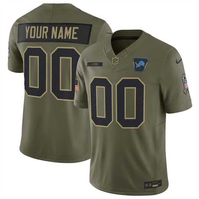 Mens Detroit Lions Active Player Custom Olive 2025 F.U.S.E. Salute to Service Limited Stitched Football Jersey->customized nfl jersey->Custom Jersey