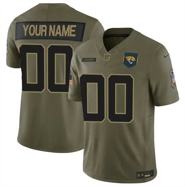 Mens Jacksonville Jaguars Active Player Custom Olive 2025 F.U.S.E. Salute to Service Limited Stitched Football Jersey->customized nfl jersey->Custom Jersey