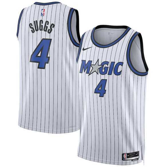 Mens Orlando Magic #4 Jalen Suggs White 2025 Association Edition Stitched Jersey Dzhi->orlando magic->NBA Jersey