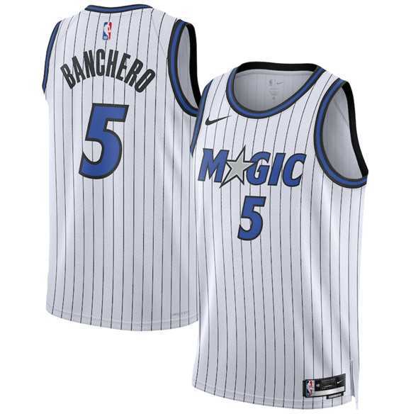 Mens Orlando Magic #5 Paolo Banchero White 2025 Association Edition Stitched Jersey Dzhi->orlando magic->NBA Jersey
