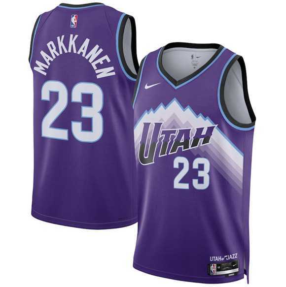 Mens Utah Jazz #23 Lauri Markkanen Purple 2025 Icon Edition Stitched Jersey Dzhi->utah jazz->NBA Jersey