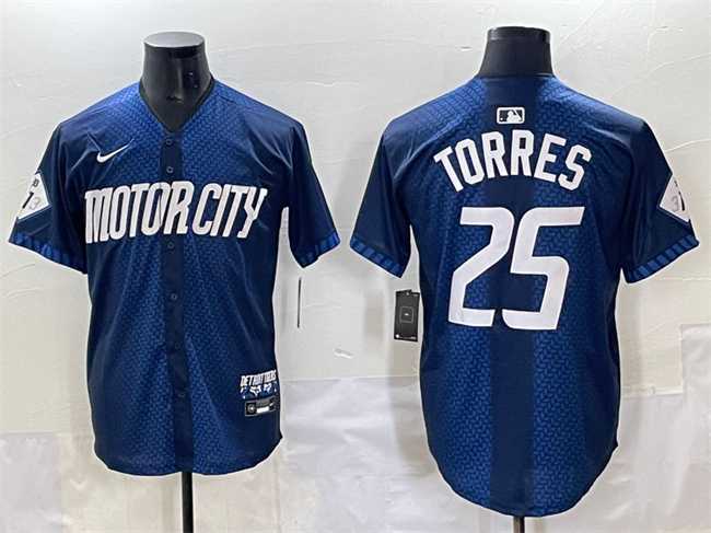 Men%27s Detroit Tigers #25 Gleyber Torres Navy City Connect Cool Base Limited Stitched Jersey->detroit tigers->MLB Jersey