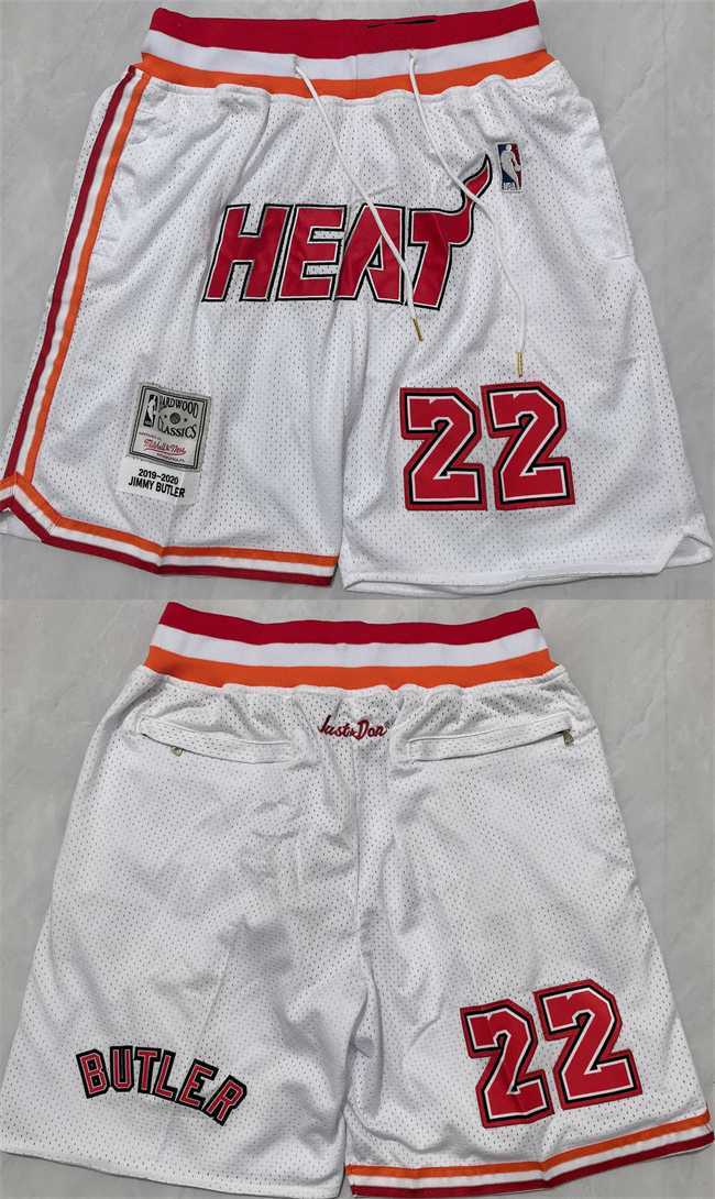 Men%27s Miami Heat White #22 Shorts (Run Small)->nba shorts->NBA Jersey