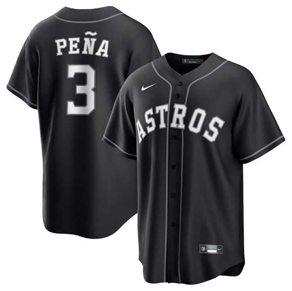 Mens Houston Astros #3 Jeremy Pena Black Lights Out Limited Stitched Baseball Jersey Dzhi->houston astros->MLB Jersey
