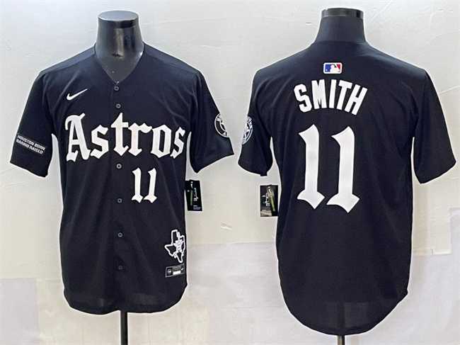 Mens Houston Astros #11 Cam Smith Black Gothic Houston Born Barrio Raised Limited Stitched Baseball Jersey->houston astros->MLB Jersey