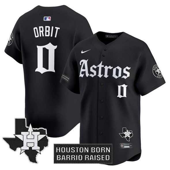 Mens Houston Astros #0 Orbit Black Gothic Edition Vapor Limited Stitched Baseball Jersey Dzhi->houston astros->MLB Jersey
