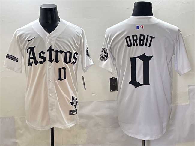 Mens Houston Astros #0 Orbit White Gothic Houston Born Barrio Raised Limited Stitched Baseball Jersey->houston astros->MLB Jersey