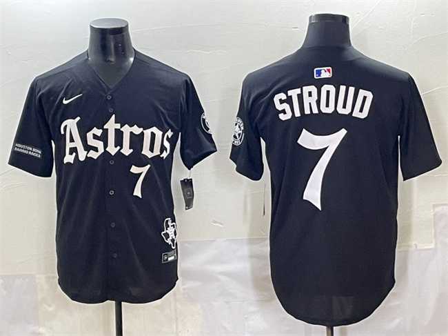 Mens Houston Astros #7 C.J. Stroud Black Gothic Houston Born Barrio Raised Limited Stitched Baseball Jersey->houston astros->MLB Jersey