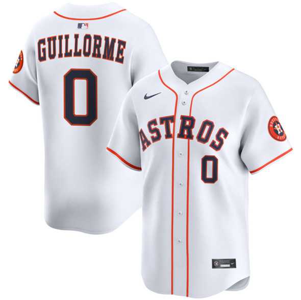 Mens Houston Astros #0 Luis Guillorme White 2025 Home Limited Stitched Baseball Jersey Dzhi->houston astros->MLB Jersey