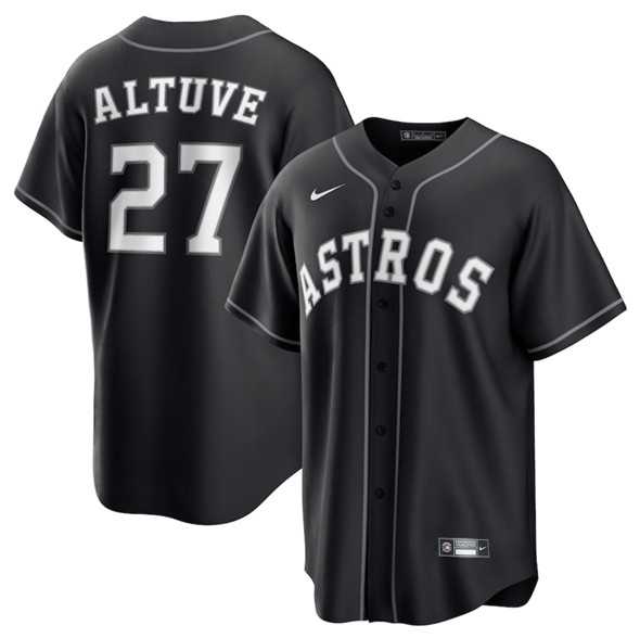 Mens Houston Astros #27 Jose Altuve Black Lights Out Limited Stitched Baseball Jersey Dzhi->houston astros->MLB Jersey