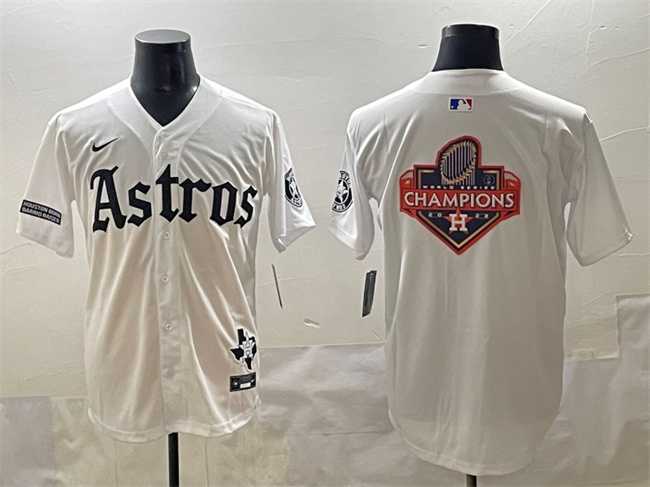 Mens Houston Astros Team Big Logo White Gothic Houston Born Barrio Raised Limited Stitched Baseball Jersey->houston astros->MLB Jersey