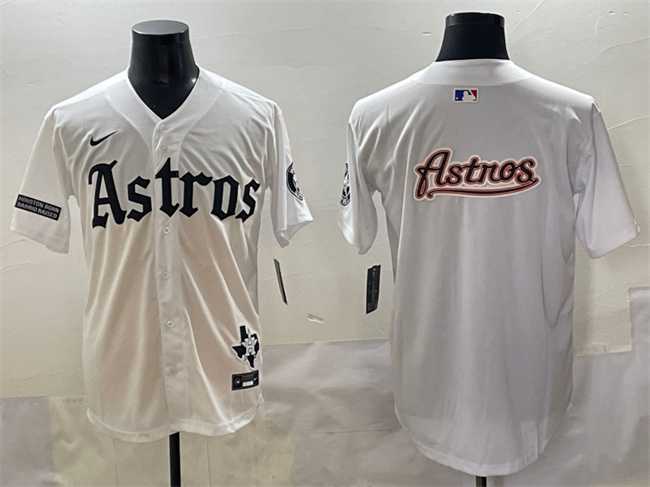 Mens Houston Astros Team Big Logo White Gothic Houston Born Barrio Raised Limited Stitched Baseball Jersey->houston astros->MLB Jersey