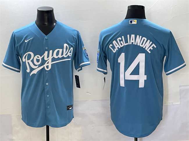 Men%27s Kansas City Royals #14 Jac Caglianone Light Blue Cool Base Stitched Baseball Jersey->kansas city royals->MLB Jersey