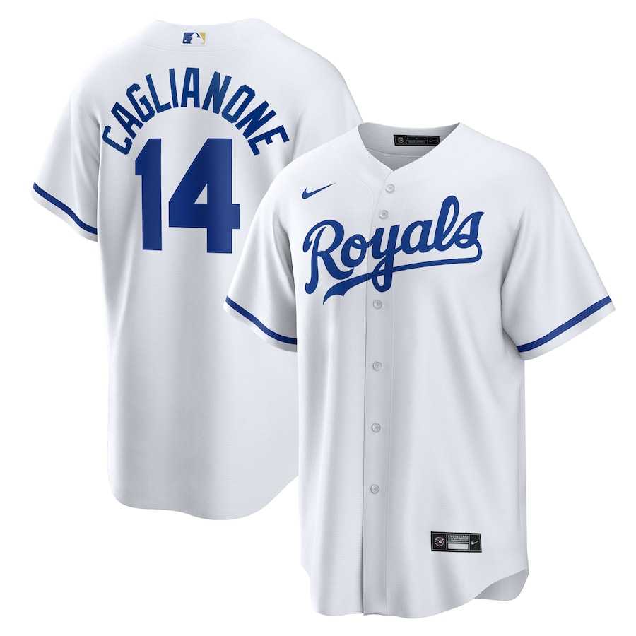 Men%27s Kansas City Royals #14 Jac Caglianone Nike White Home Replica Jerse Dzhi->kansas city royals->MLB Jersey