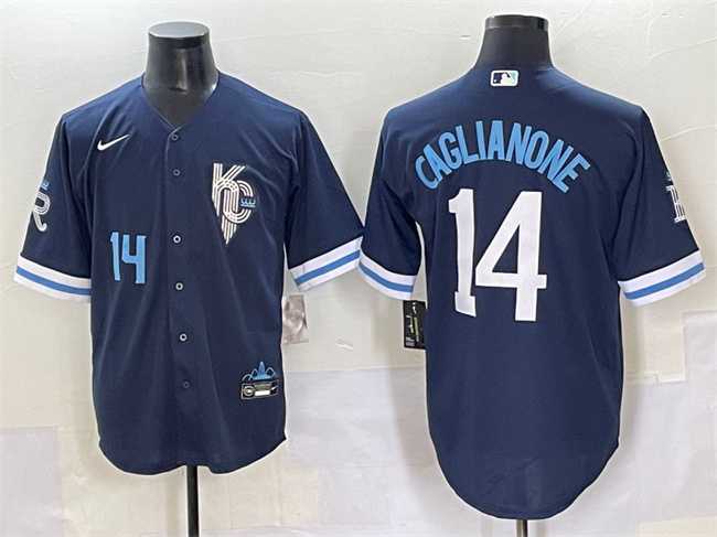 Men%27s Kansas City Royals #14 Jac Caglianone Navy City Connect Stitched Baseball Jersey->kansas city royals->MLB Jersey