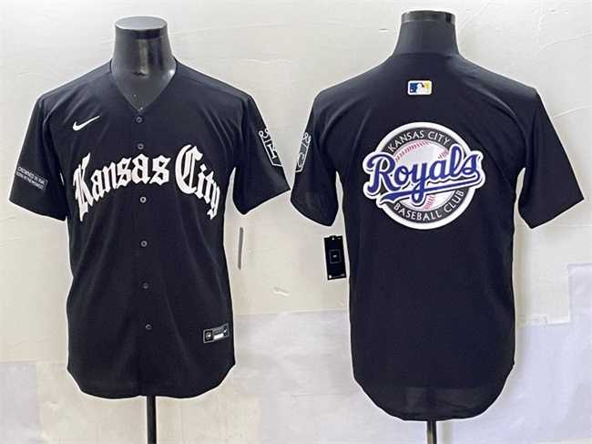 Men%27s Kansas City Royals Team Big Logo Black %27Gothic Crown Edition%27 Vapor Premier Limited Stitched Baseball Jersey->kansas city royals->MLB Jersey