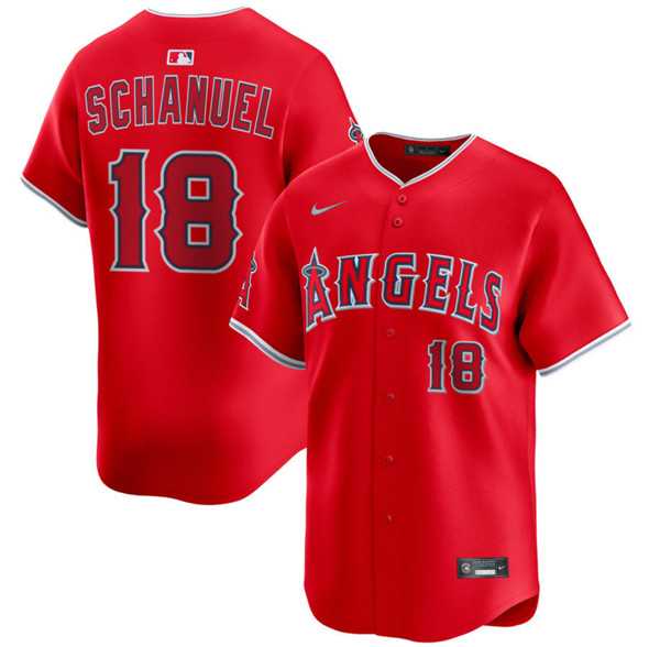 Men%27s Los Angeles Angels #18 Nolan Schanuel Red Alternate Limited Stitched Baseball Jersey Dzhi->los angeles angels->MLB Jersey