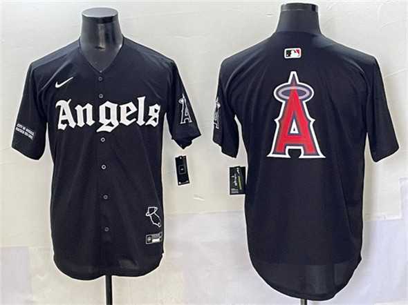 Men%27s Los Angeles Angels Team Big Logo Black %27Gothic Halo Edition%27 Vapor Limited Stitched Jersey->los angeles angels->MLB Jersey