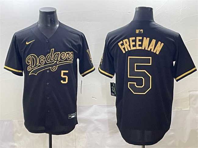Men%27s Los Angeles Dodgers #5 Freddie Freeman Black Gold Limited Stitched Jersey->los angeles dodgers->MLB Jersey