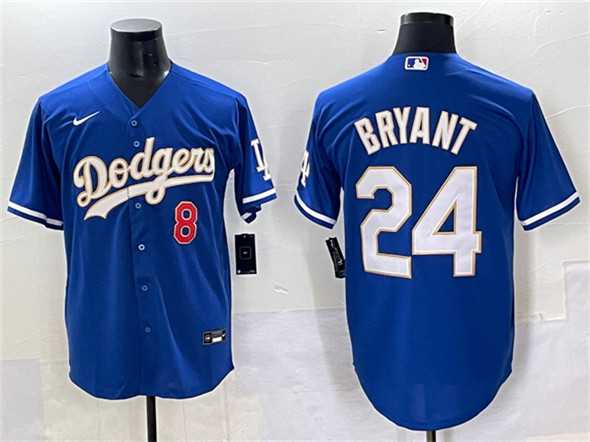 Men%27s Los Angeles Dodgers Front #8 Back #24 Kobe Bryant Blue Gold Cool Base Stitched Baseball Jersey->los angeles dodgers->MLB Jersey