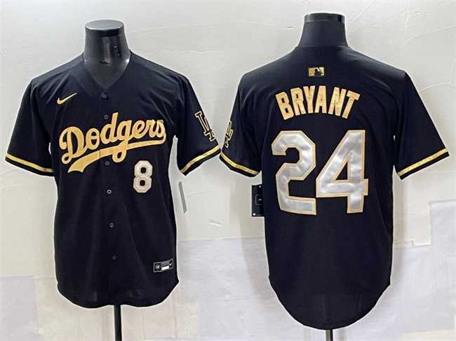 Men%27s Los Angeles Dodgers Front #8 Back #24 Kobe Bryant Black Gold Limited Stitched Jersey->los angeles dodgers->MLB Jersey