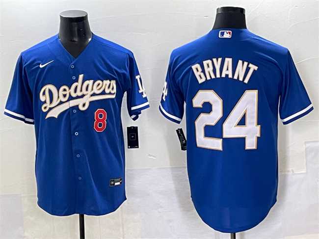 Men%27s Los Angeles Dodgers Front #8 Back #24 Kobe Bryant Blue Gold Cool Base Stitched Jersey->los angeles dodgers->MLB Jersey